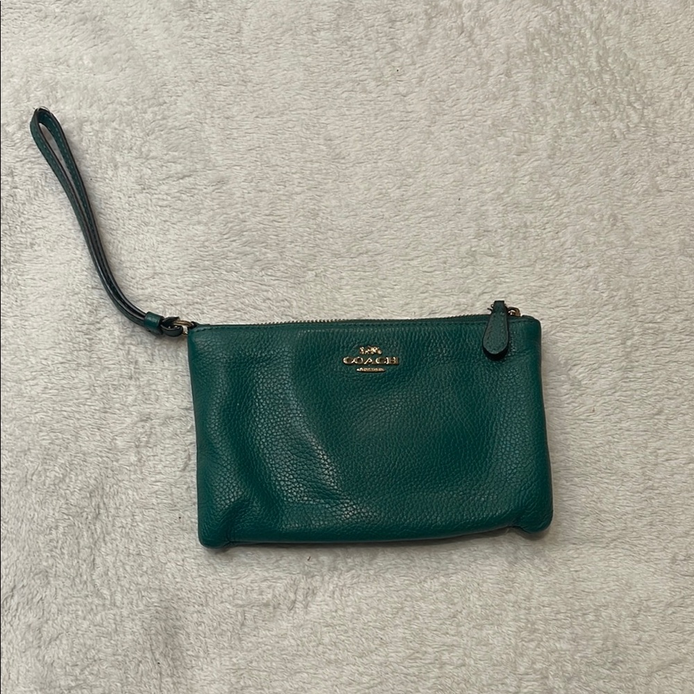 Coach Green Leather Wristlet